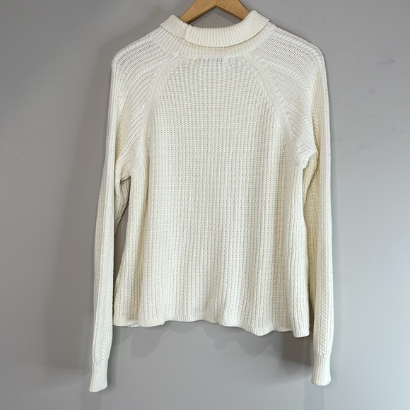 Banana Republic Cable Knit Mock-neck Sweater Cream Coastal Neutral Size Large - Picture 9 of 11